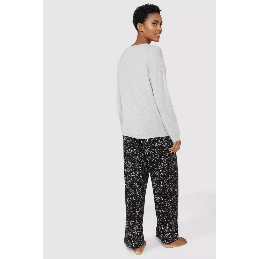 Grey - Back - Debenhams Womens-Ladies Self Love Club Long Pyjama Set