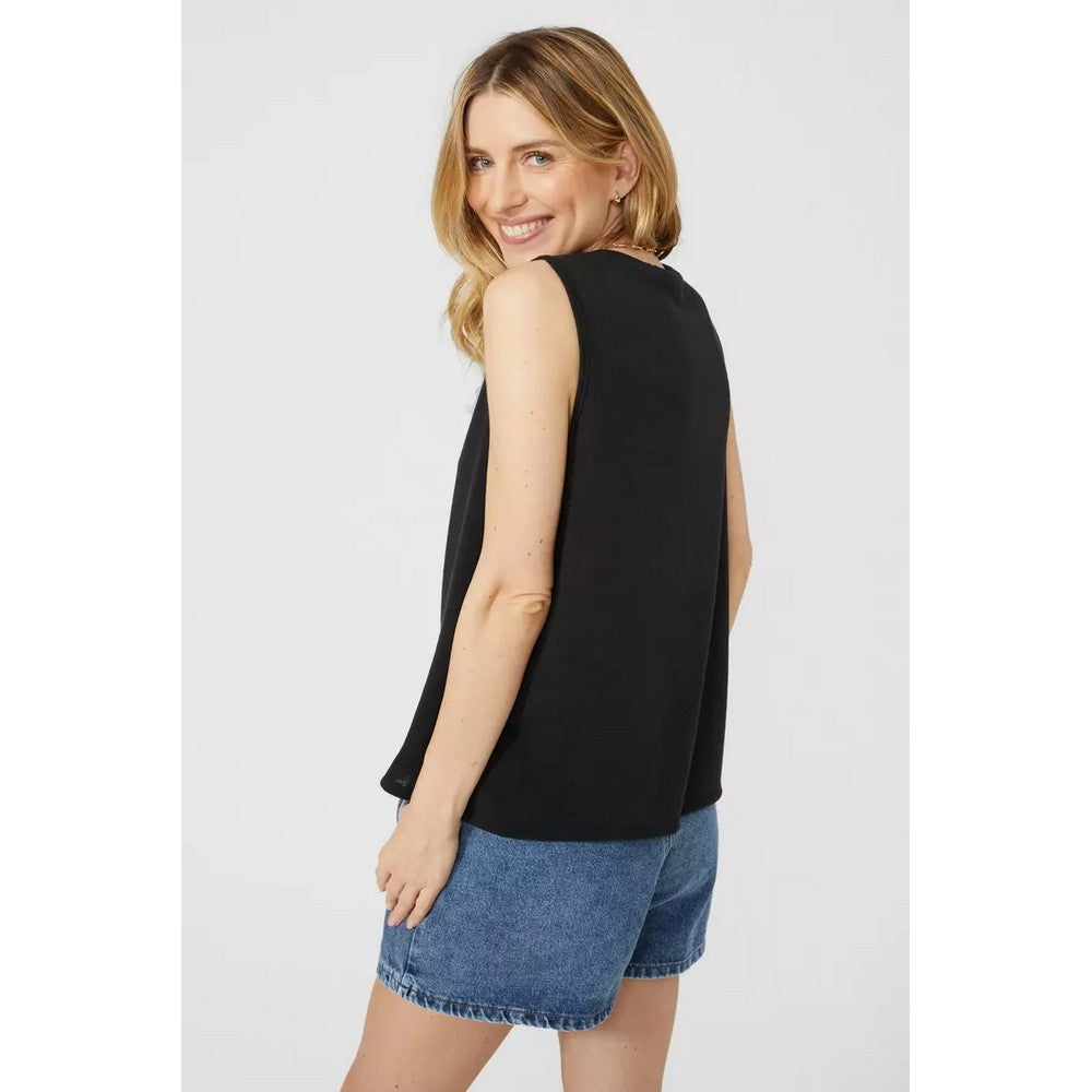 Black - Back - Mantaray Womens-Ladies Slub Vest Top