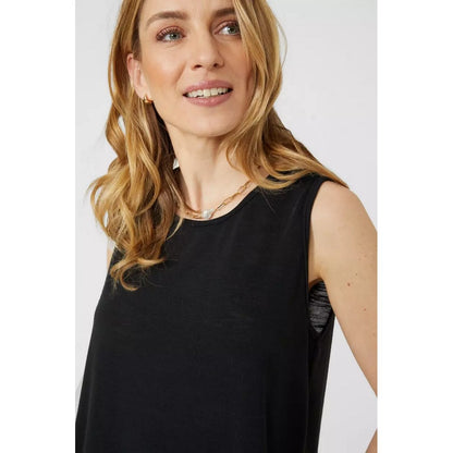 Black - Side - Mantaray Womens-Ladies Slub Vest Top