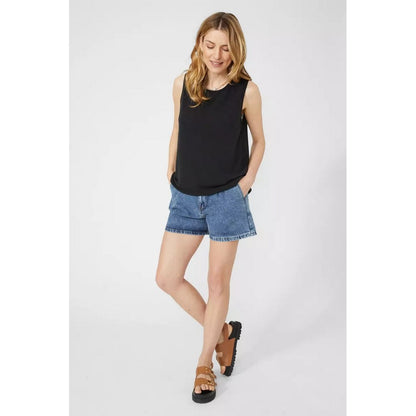 Black - Pack Shot - Mantaray Womens-Ladies Slub Vest Top