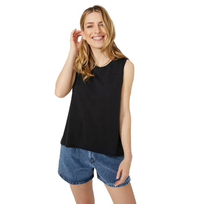 Black - Front - Mantaray Womens-Ladies Slub Vest Top