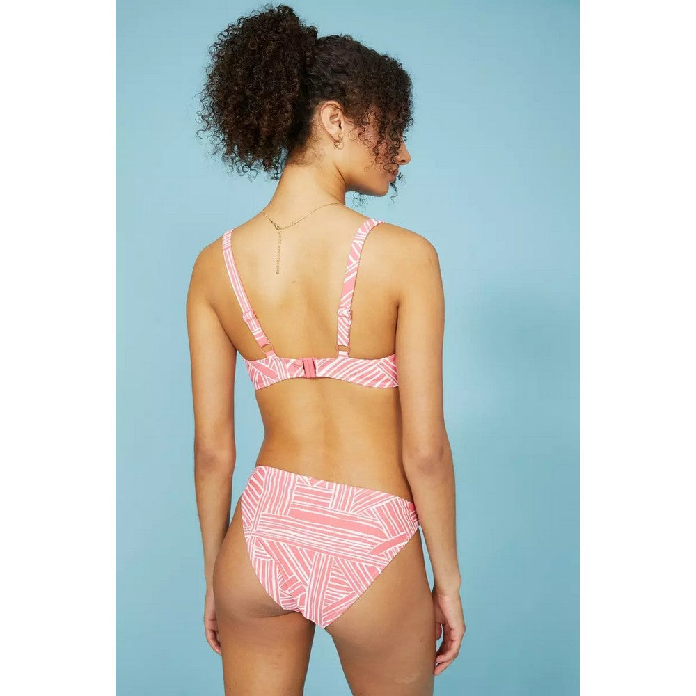 Pink - Back - Debenhams Womens-Ladies Positano Ring Detail High Leg Bikini Bottoms