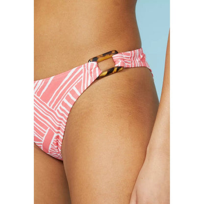 Pink - Side - Debenhams Womens-Ladies Positano Ring Detail High Leg Bikini Bottoms