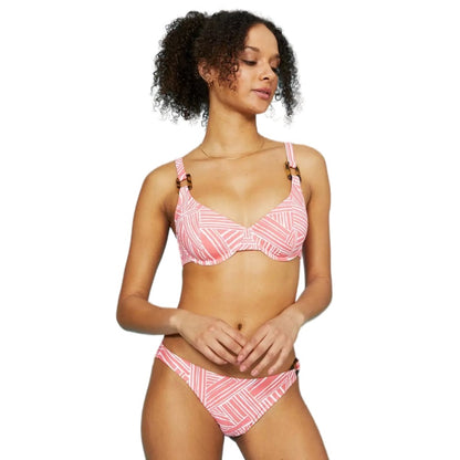 Pink - Front - Debenhams Womens-Ladies Positano Ring Detail High Leg Bikini Bottoms