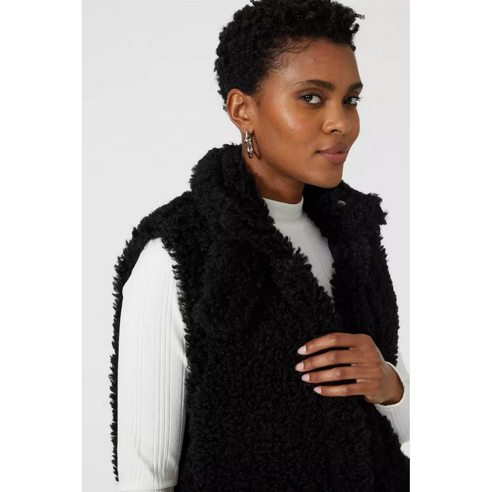 Black - Side - Principles Womens-Ladies Teddy Fleece Short Gilet