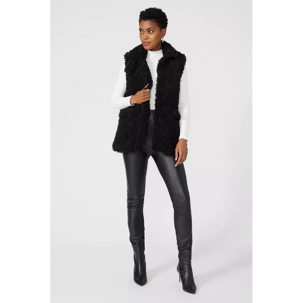 Black - Pack Shot - Principles Womens-Ladies Teddy Fleece Short Gilet