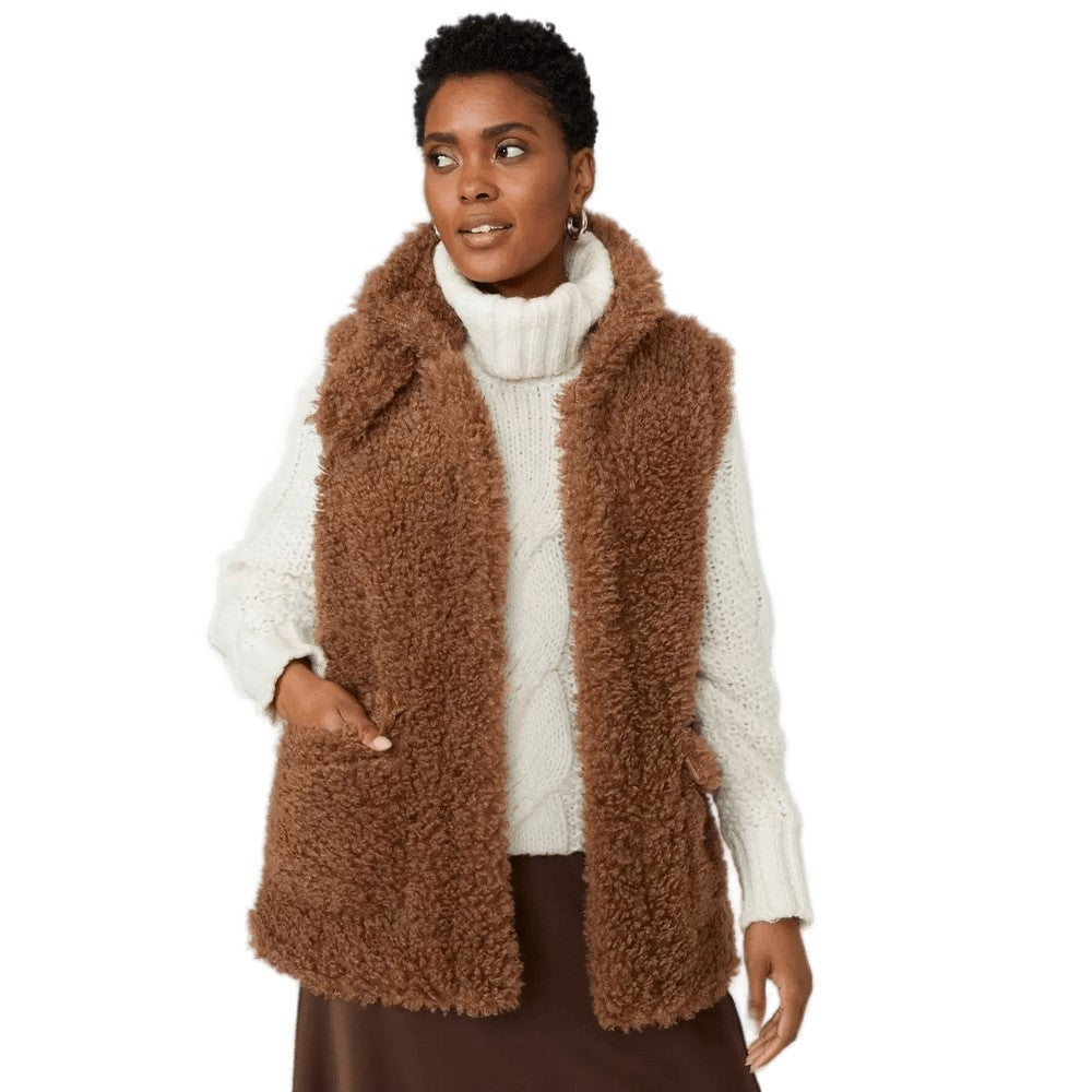 Mocha - Front - Principles Womens-Ladies Teddy Fleece Short Gilet