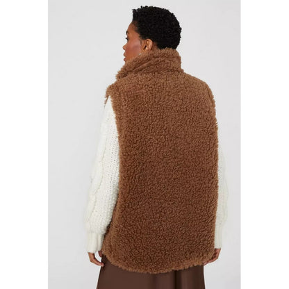 Mocha - Back - Principles Womens-Ladies Teddy Fleece Short Gilet