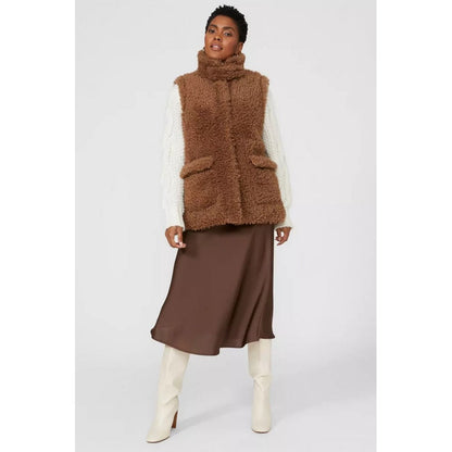 Mocha - Lifestyle - Principles Womens-Ladies Teddy Fleece Short Gilet