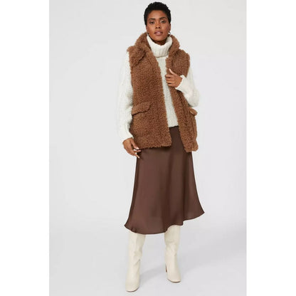Mocha - Pack Shot - Principles Womens-Ladies Teddy Fleece Short Gilet