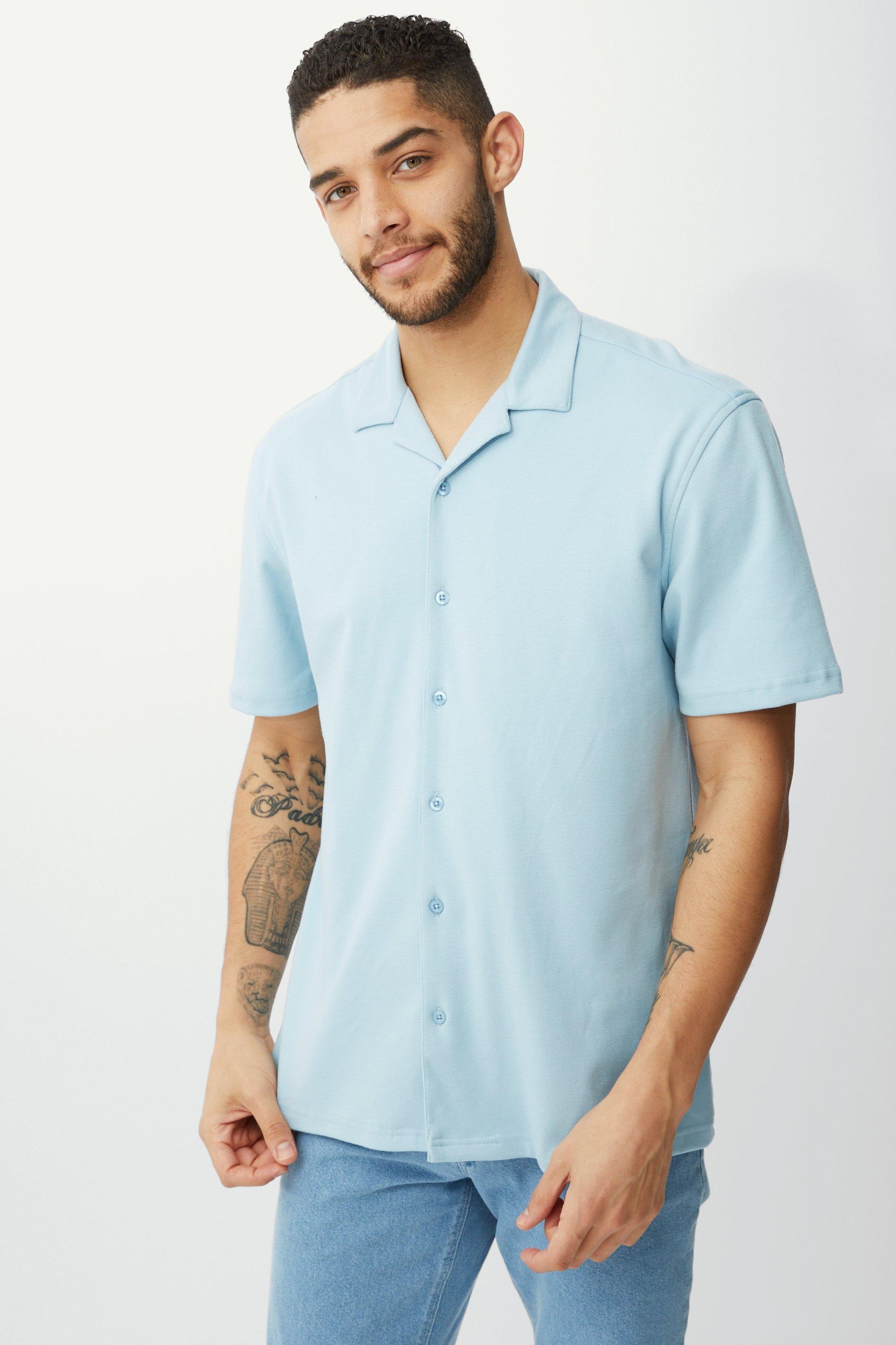 Turquoise - Front - Red Herring Mens Jersey Interlock Stitching Shirt