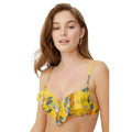 Yellow - Front - Debenhams Womens-Ladies Floral Underwired Bikini Top