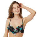 Black - Front - Debenhams Womens-Ladies Floral Underwired Bikini Top