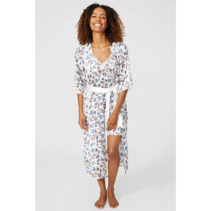 White-Blue - Lifestyle - Debenhams Womens-Ladies Rerooted Floral Satin Nightie