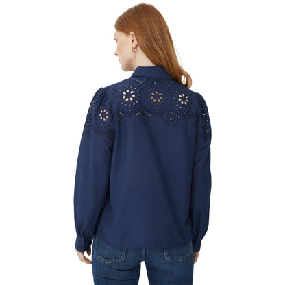 Navy - Back - Maine Womens-Ladies Broderie Long-Sleeved Shirt