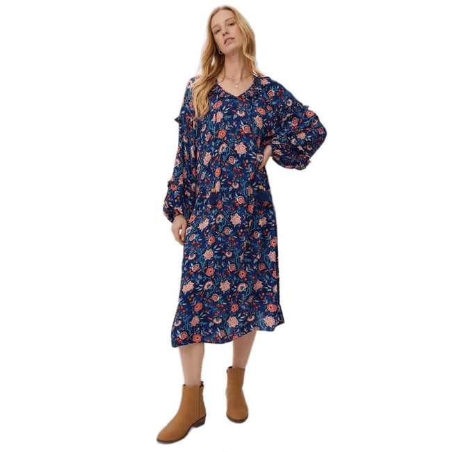 Mantaray Womens/Ladies Leafy Floral Crepe V Neck Midi Dress