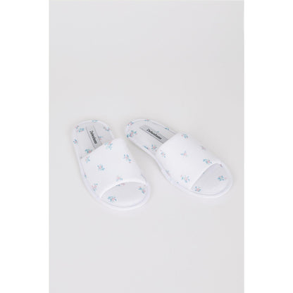White - Back - Debenhams Womens-Ladies Floral Slippers Set