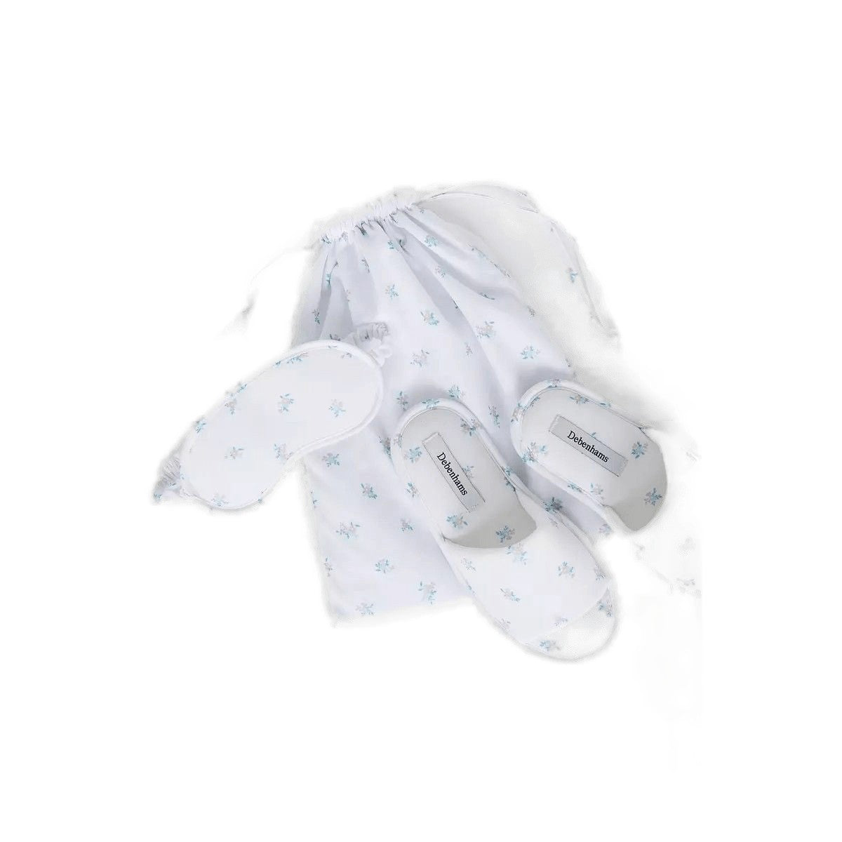 White - Front - Debenhams Womens-Ladies Floral Slippers Set