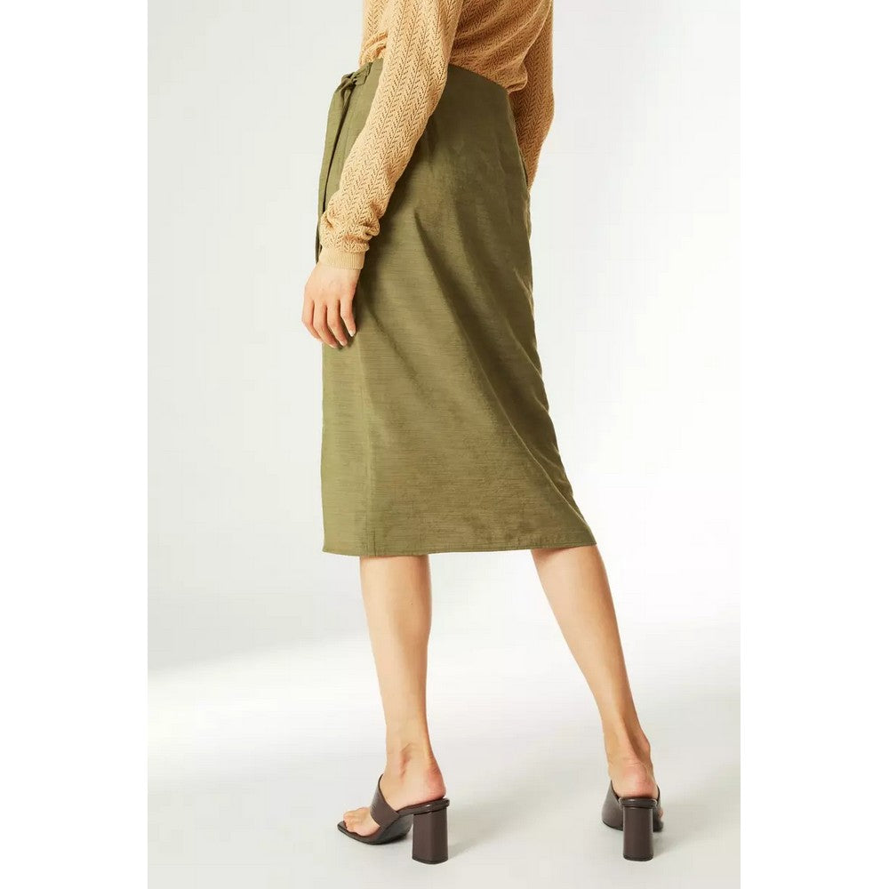 Khaki - Back - Principles Womens-Ladies Wrap Midi Skirt