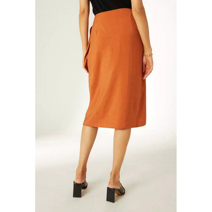 Tobacco - Back - Principles Womens-Ladies Wrap Midi Skirt