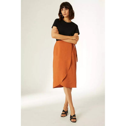 Tobacco - Pack Shot - Principles Womens-Ladies Wrap Midi Skirt