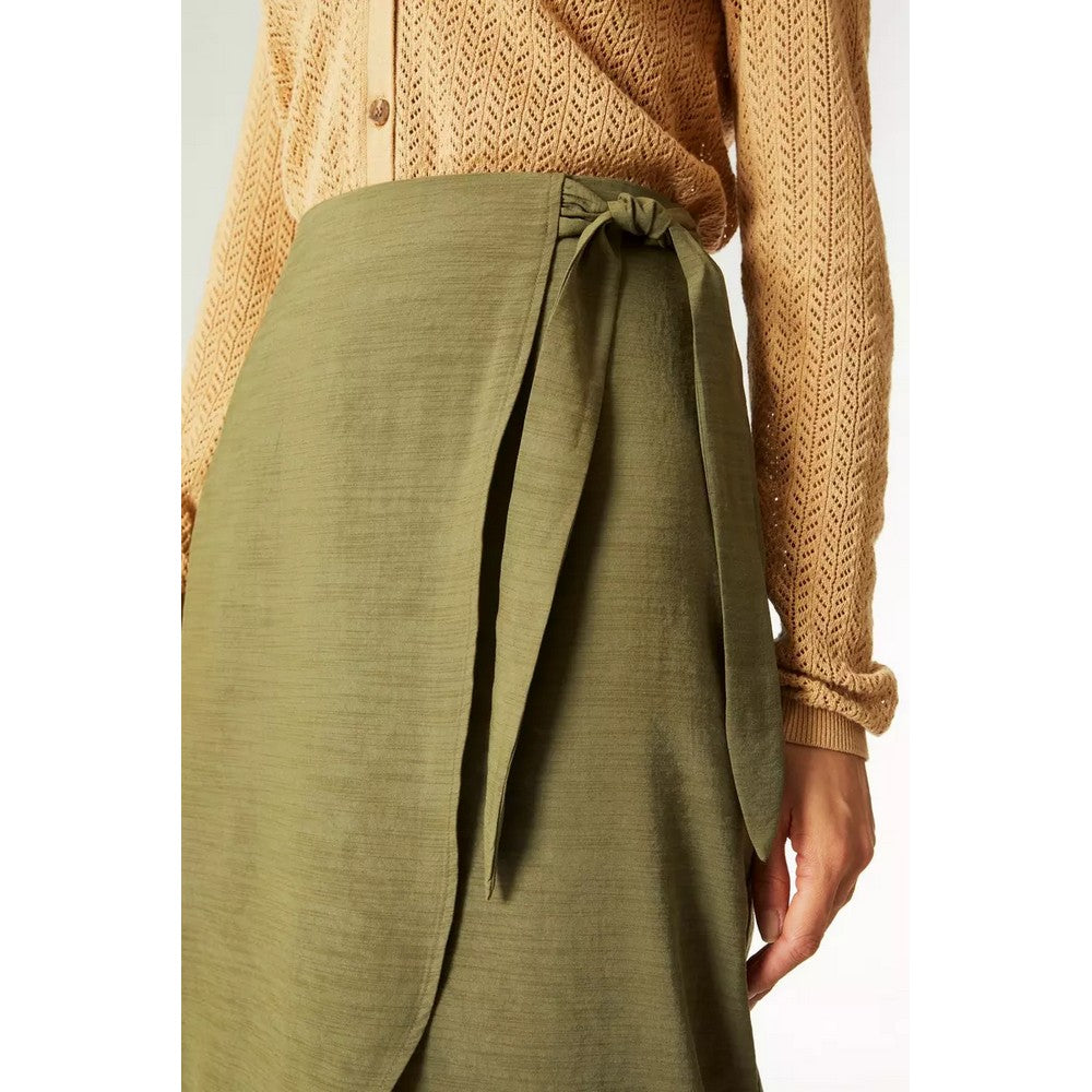 Khaki - Side - Principles Womens-Ladies Wrap Midi Skirt