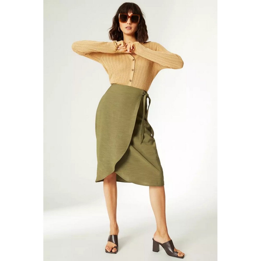 Khaki - Lifestyle - Principles Womens-Ladies Wrap Midi Skirt