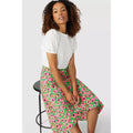 Green - Side - Maine Womens-Ladies Flowers Mock Wrap Skirt