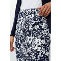 Navy - Side - Maine Womens-Ladies Floral Button-Down Midi Skirt