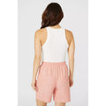 Pink - Back - Mantaray Womens-Ladies Chambray Waist Tie Shorts