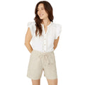 Natural - Front - Mantaray Womens-Ladies Chambray Waist Tie Shorts