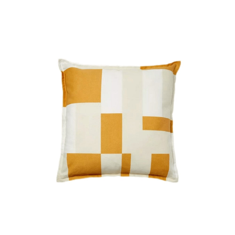 Yellow-White - Front - Debenhams Pablo Reversible Filled Cushion