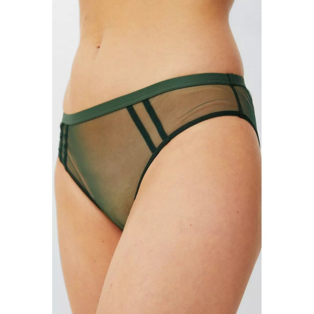 Khaki-Black - Side - Debenhams Womens-Ladies Printed Mesh Knickers (Pack of 2)