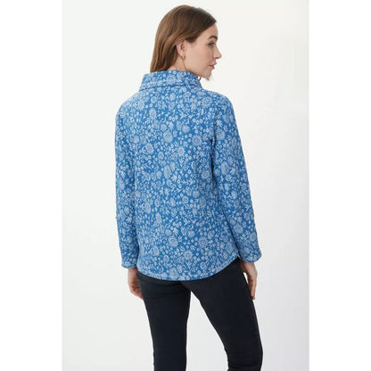 Denim - Back - Mantaray Womens-Ladies Busy Garden Jacquard Cowl Neck Top