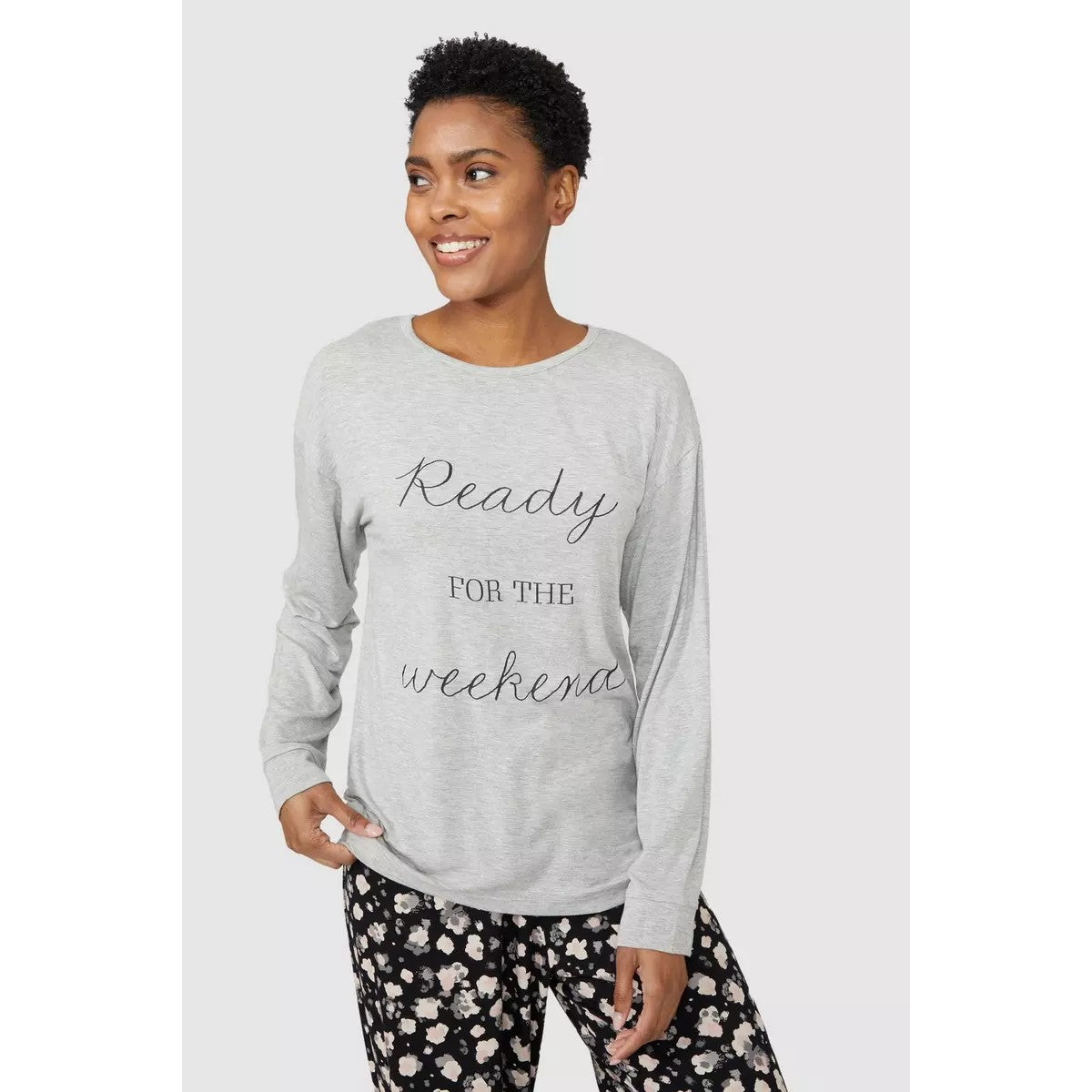 Grey - Side - Debenhams Womens-Ladies Ready For The Weekend Petite Pyjama Set