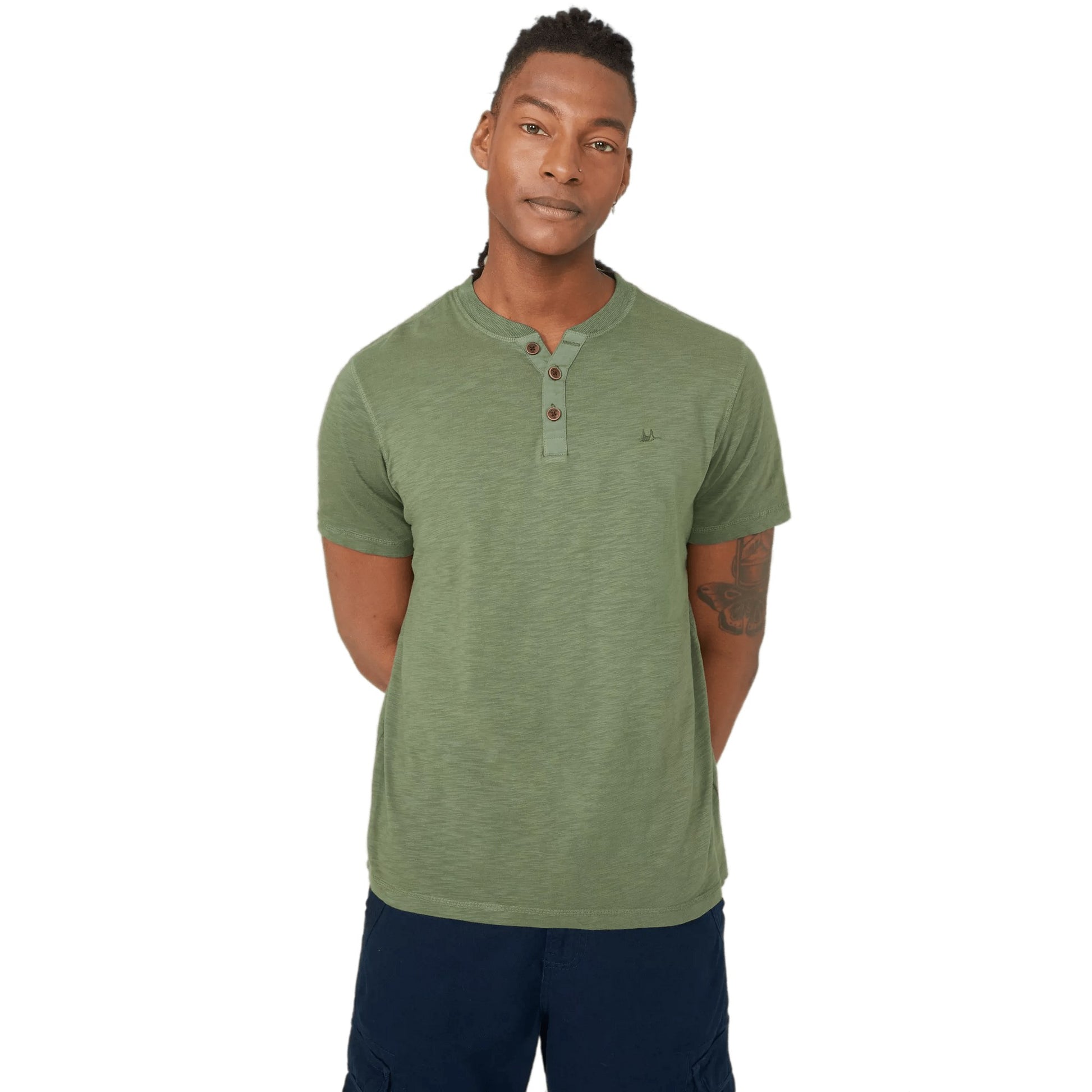 Washed Lilac - Front - Mantaray Mens Cotton Y Neck T-Shirt