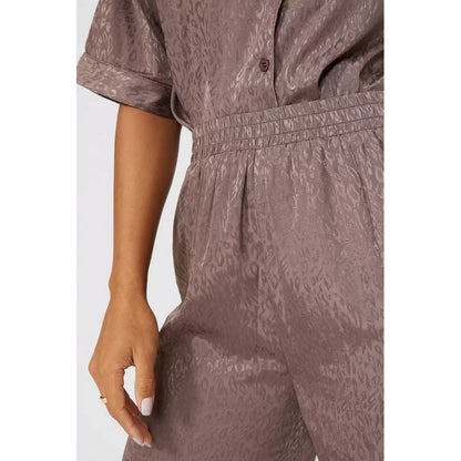 Chocolate - Lifestyle - Debenhams Womens-Ladies Animal Print Satin Cropped Short-Sleeved Pyjama Set
