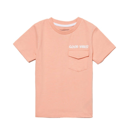 Orange - Front - Blue Zoo Baby Boys Good Vibes Pocket T-Shirt