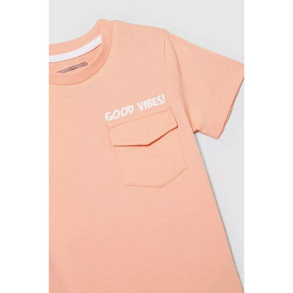 Orange - Side - Blue Zoo Baby Boys Good Vibes Pocket T-Shirt
