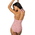 Red-White - Back - Debenhams Womens-Ladies Ditsy Print Halter Neck One Piece Swimsuit