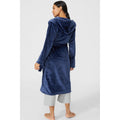 Navy - Back - Debenhams Womens-Ladies Sleek Hooded Nightwear Robe