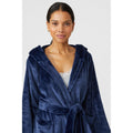 Navy - Side - Debenhams Womens-Ladies Sleek Hooded Nightwear Robe