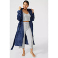 Navy - Pack Shot - Debenhams Womens-Ladies Sleek Hooded Nightwear Robe