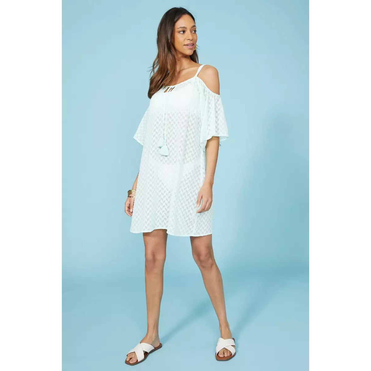 Debenhams Womens/Ladies Textured Chiffon Off Shoulders Casual Dress –  Universal Textiles