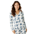 Ivory - Front - Debenhams Womens-Ladies Floral Viscose Long-Sleeved Pyjama Top