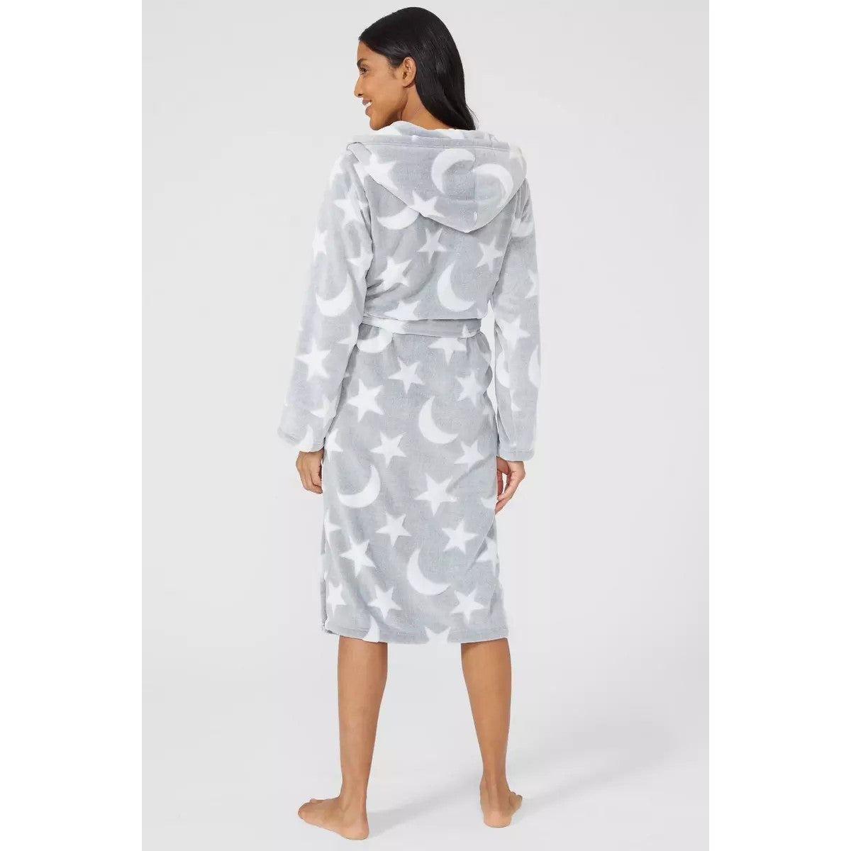 Grey - Back - Debenhams Womens-Ladies Moon & Stars Robe