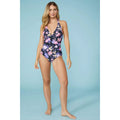 Navy-Pink - Lifestyle - Debenhams Womens-Ladies Floral Halter Neck One Piece Swimsuit