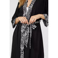 Black-White - Side - Debenhams Womens-Ladies Zebra Print Wrap Dressing Gown