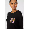 Black - Side - Debenhams Womens-Ladies Autumn Meadow Jersey Long-Sleeved Pyjama Top