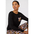 Black - Lifestyle - Debenhams Womens-Ladies Autumn Meadow Jersey Long-Sleeved Pyjama Top